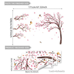 Finpletai cherry blossom tree wall stickers assemble into a full pink canopy for cozy nurseries.