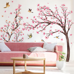 Finpletai cherry blossom tree wall stickers demonstrate versatile placement on walls, glass, and furniture.