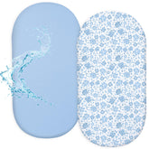 Fiobee bassinet sheets blue pack front view for quick changes