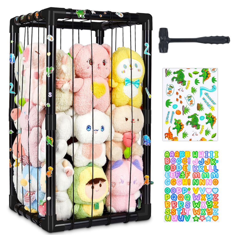 FIOBEE stuffed animals storage zoo front view shows roomy nursery organization