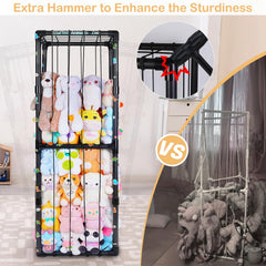 Fiobee thick PVC tube construction demonstrates durable, secure toy storage for soft toys.
