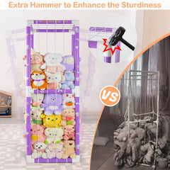 FIOBEE stuffed animals zoo elastic rope close-up highlights flexible, secure toy storage solution.