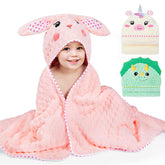 FIOBEE Toddler hooded towel wrapped around a child for quick post-bath drying