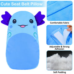 FIODAY seatbelt cover blue soft fabric enhances gentle pressure relief.
