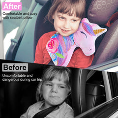 FIODAY seatbelt cover ergonomic curve supports kid's neck during car rides.