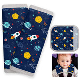 FIODAY seat belt cover pad closeup showing soft fabric for baby's comfort during car rides.