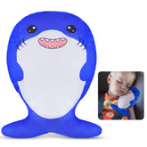 FIODAY Shark seatbelt covers front view provide cozy neck support for kids on car trips.