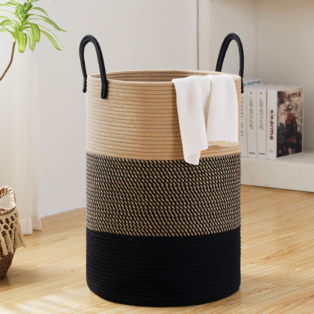 Fiona's magic 100L hamper tall basket—spacious storage for clothes and blankets.