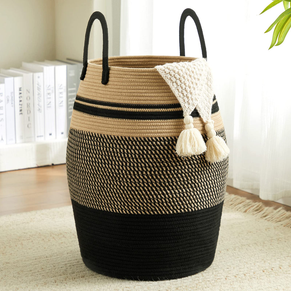 Fiona's magic 105L hamper front view highlights roomy weekly laundry capacity.