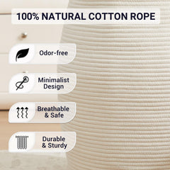 Fiona's magic 105L hamper sturdy rope weave highlights durable, long-lasting construction.