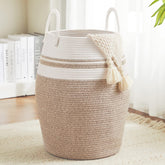 Fiona's magic 65L cotton rope hamper front view shows spacious storage.