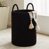 Fiona's magic 72L large woven laundry hamper front view for ample clothing storage