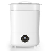 Fisca sterilizer and dryer with lid open showing large capacity for bottles