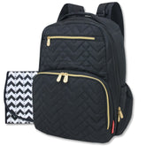 Fisher-Price Baby Signature Morgan backpack front view with insulated bottle pocket for on-the-go feeding.