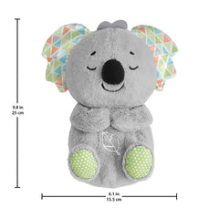 Fisher-Price Koala breathing motion belly demonstrates rhythmic up-and-down for visual calm.