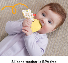 Fisher-Price Snuggle Bunny Teether supports baby grasping and fine motor exploration