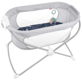 Fisher-Price Soothing View Vibe Bassinet side view highlights portable travel-ready design.