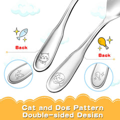 Fiwarex 8-piece toddler utensils ergonomic handles support easy grip for small hands.