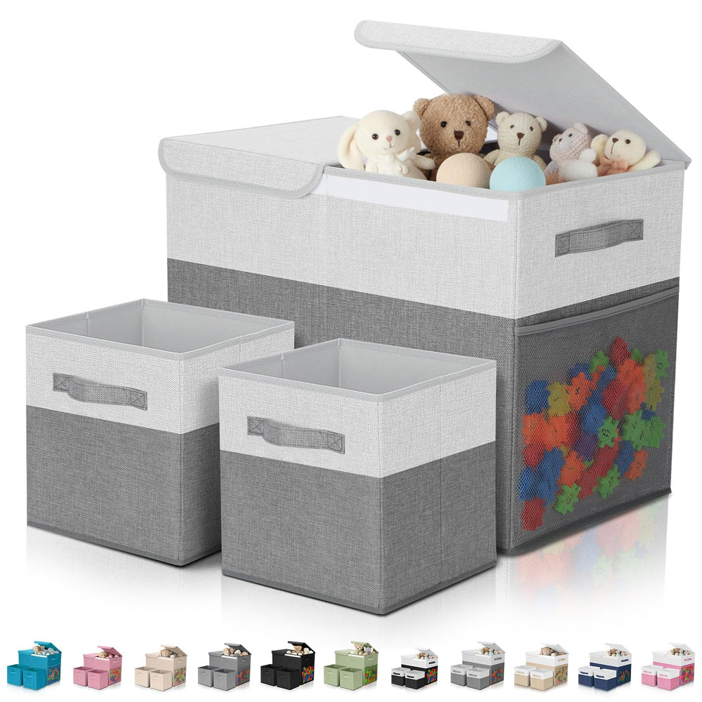 Fiwochic toy storage box 23-inch with lid keeps toys contained and tidy.