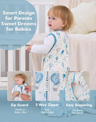 FJORHAL bamboo sleep sack side view emphasizes breathable fabric for year-round comfort