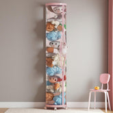 Flarelyare stuffed animal storage tube with wheels demonstrates organized plush toys for quick access.