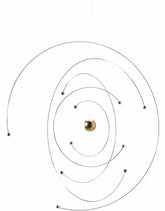Flensted Niels Bohr Atom Mobile 9in steel assembly shows balanced moving parts for tranquil viewing.