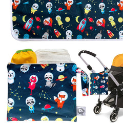 FLOCK THREE changing pad flat for comfortable changes at home or away.