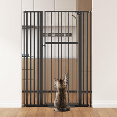 Floisdace 55.1 extra tall cat gate closed view shows secure containment.