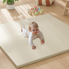 Floisdace padded baby play mat closeup shows cushioned surface for safe crawling on hardwood floors.