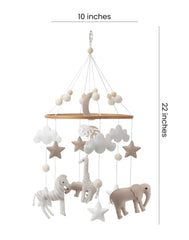 Flora & Ivy Safari Mobile for Crib Elephant in soft felt for cozy nursery visuals