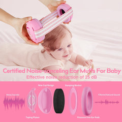 Floriogra Baby Headphones with adjustable Velcro strap for secure fit as baby grows.