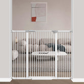 Flower Frail 40.5-inch extra tall gate assembly shows tool-free, no-drill installation.