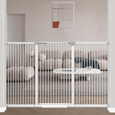 Flower Frail 40.5-inch extra tall gate blocks climbing at stairs.
