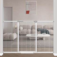 Flower Frail 40.5-inch extra tall gate blocks climbing at stairs.