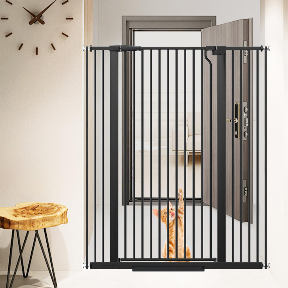 Flower Frail 51.18-inch cat gate installed in doorway for hallway safety