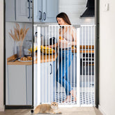 Flower Frail extra-tall gate in doorway showing reliable pet containment