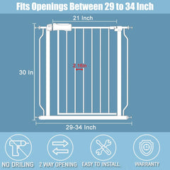 Flower Frail 30-inch tall gate provides stable barrier for children and pets in doorways.