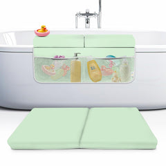 FluffyTub bath kneeler front-view provides comfortable knee support during baby baths
