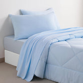 FLXXIE 5-piece toddler bedding aqua packshot highlights soft microfiber for cozy sleep