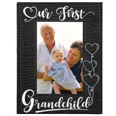 FLYAB first-time grandparents frame front detail shows leather-like finish for keepsakes
