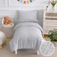Flysheep toddler bedding set light grey tufted comforter for cozy nights