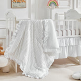 Flysheep tufted stripes crib bedding set full view for a calm, stylish nursery ambiance.