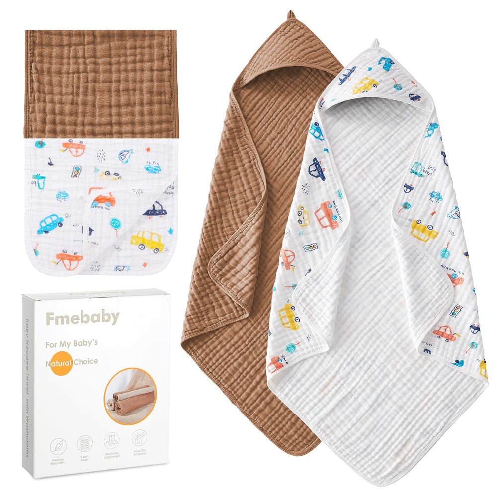 Fmebaby hooded towel 36x36 in plush muslin cotton for gentle drying