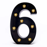 Foaky black LED marquee number lights sign front view for stylish night-light decor