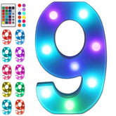 Foaky colorful LED number lights with remote offer 16 colors for party ambiance.