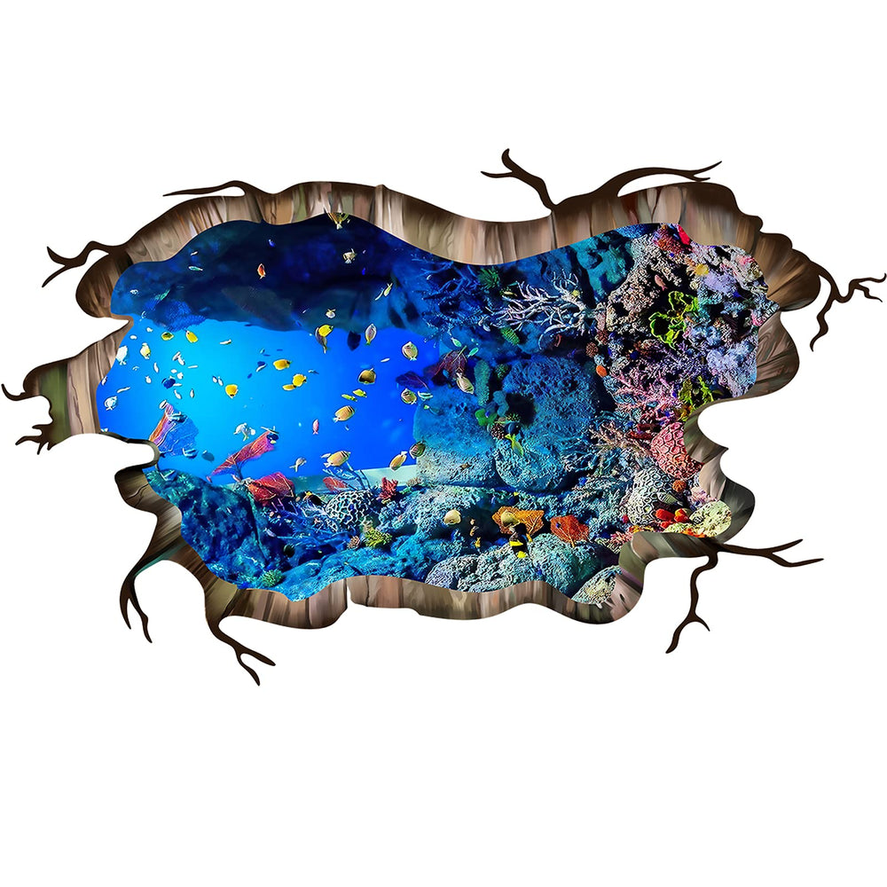 FODIENS 3D under-the-sea fish wall decal seabed scene boosts playful ocean vibes in any room.