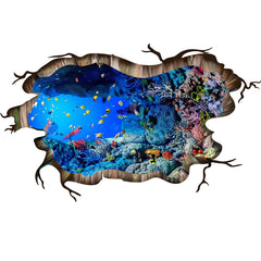 FODIENS 3D under-the-sea fish wall decal seabed scene boosts playful ocean vibes in any room.