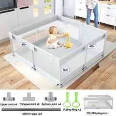 Fodoss 47x47in playpen setup, portability for small apartments.