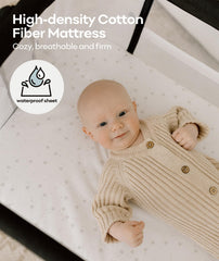 Fodoss adjustable-height bassinet aligns with beds from 19 to 25 inches tall.