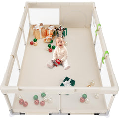 Fodoss baby playpen large 71x47in in-use showcases ample space for family play sessions.
